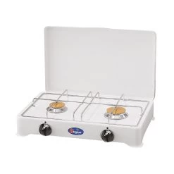 Parker® PARKER Zweiflammiger Kocher - Weiß Lackiert - Zündsicherung - 2,3kW, 1,65kW