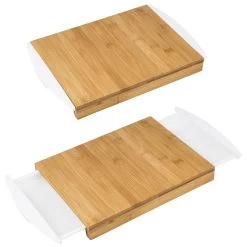HI Schneidebrett Bambus - 2 Herausnehmbare Kunststoffschalen - 38,5 X 25 X 4,5cm -Warmes BBQ-Restaurant 21912 schneidebrett bambus geoelt mit kunststoffschalen 01a 1280x1280