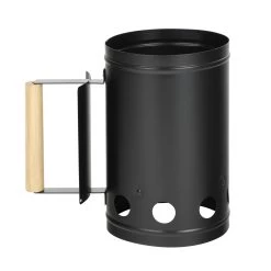 Anzündkamin Metall Für Kohle Und Briketts - Kohlestarter - D: 17cm, H: 27cm - Holzgriff