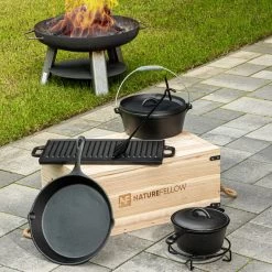 Dutch Oven Kochtopf-Set 9-teilig - In Praktischer Holzkiste