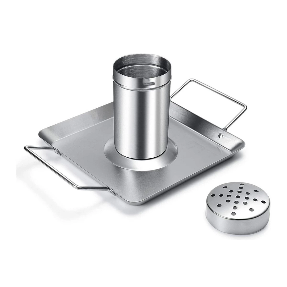 Hähnchenhalter Edelstahl - Mit Dampfdose Und Fettschale 1 Hähnchenhalter Edelstahl - Mit Dampfdose Und Fettschale