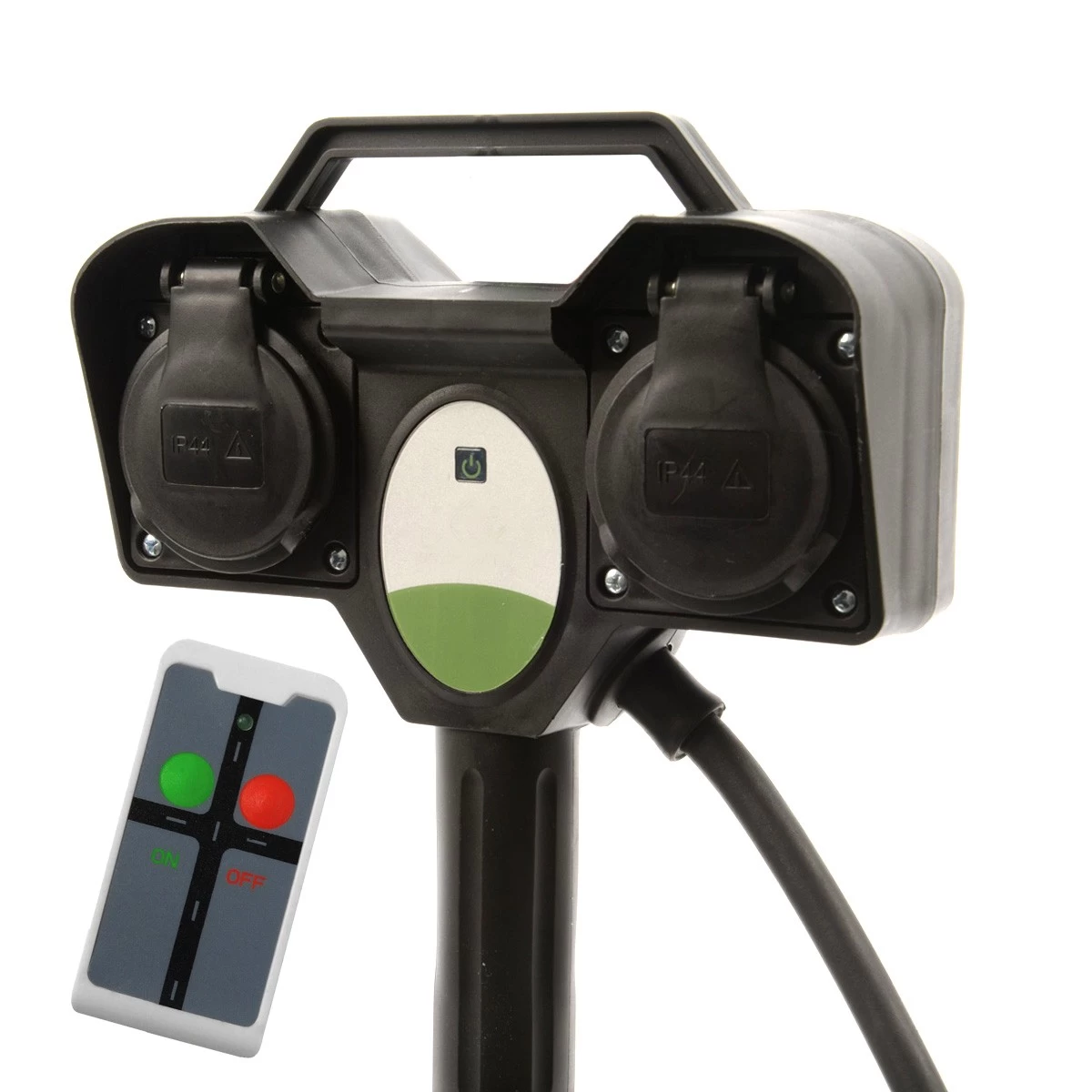 Gartensteckdose - Fernbedienung - Erdspieß - Deckel - Outdoor - 2fach 1 Gartensteckdose - Fernbedienung - Erdspieß - Deckel - Outdoor - 2fach