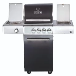 CHEF S Paket D - Basis Black, 2 Brenner, Backburner, Seitenkocher, Steakzone, Cover, BBQ Paket