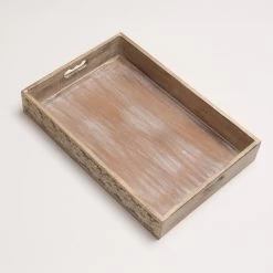 Tablett - Dekotablett - Blumenbordüre - Mangoholz - L: 45cm - B: 30,5cm - Weiß Gelbeicht -Warmes BBQ-Restaurant 29741 tablett dekotablett 2 1280x1280