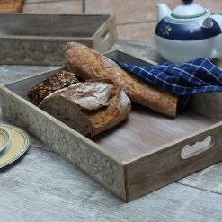 Tablett - Dekotablett - Blumenbordüre - Mangoholz - L: 45cm - B: 30,5cm - Weiß Gelbeicht -Warmes BBQ-Restaurant 29741 tablett dekotablett 5 1280x1280