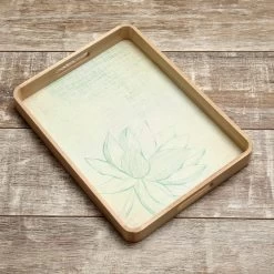 Tablett LOTUS - Dekotablett - Holz - L: 40cm - B: 30cm - Weiß, Grün -Warmes BBQ-Restaurant 29744 tablett lotus dekotablett weiss 2 1280x1280