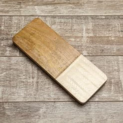 Holztablett - Serviertablett - Dekotablett - Rechteckig - Mangoholz - L: 40cm B: 15cm - Natur, Weiß -Warmes BBQ-Restaurant 3462 holztablett dekotablett 4 1280x1280