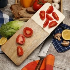 Holztablett - Serviertablett - Dekotablett - Rechteckig - Mangoholz - L: 40cm B: 15cm - Natur, Weiß -Warmes BBQ-Restaurant 3462 holztablett dekotablett 6 1280x1280