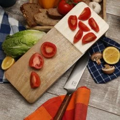 Holztablett - Serviertablett - Dekotablett - Rechteckig - Mangoholz - L: 40cm B: 15cm - Natur, Weiß