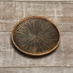Holzteller - Dekotablett - Rund - Mangoholz - D: 22,5cm - H: 2cm - Natur, Schwarz -Warmes BBQ-Restaurant 3468 holzteller dekotablett 2 1280x1280