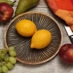 Holzteller - Dekotablett - Rund - Mangoholz - D: 22,5cm - H: 2cm - Natur, Schwarz -Warmes BBQ-Restaurant 3468 holzteller dekotablett 4 1280x1280