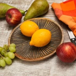 Holzteller - Dekotablett - Rund - Mangoholz - D: 22,5cm - H: 2cm - Natur, Schwarz -Warmes BBQ-Restaurant 3468 holzteller dekotablett 5 1280x1280