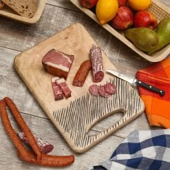 Schneidebrett - Servierbrett - Rechteckig - Mangoholz - Praktischer Griff - L: 36cm - Natur