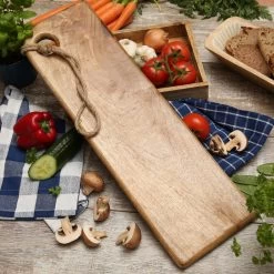 Schneidebrett - Servierbrett - Rechteckig - Mangoholz - Mit Kordel - L: 57,5cm - B: 18cm - Natur -Warmes BBQ-Restaurant 3474 schneidebrett 4 1280x1280