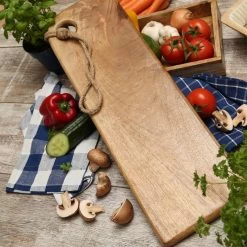Schneidebrett - Servierbrett - Rechteckig - Mangoholz - Mit Kordel - L: 57,5cm - B: 18cm - Natur -Warmes BBQ-Restaurant 3474 schneidebrett 5 1280x1280