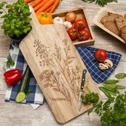 Schneidebrett - Servierbrett - Wildblumenmotiv - Mangoholz - Kordel - L: 58cm - Natur -Warmes BBQ-Restaurant 3476 schneidebrett wildblumen 3 1280x1280