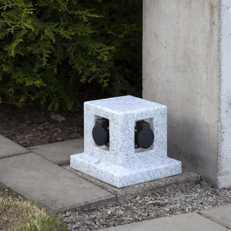 Gartensteckdose "Plugge" - Granitoptik - Für 4 Stecker - 2 M Zuleitung 3 Gartensteckdose "Plugge" - Granitoptik - Für 4 Stecker - 2 M Zuleitung – Bild 3