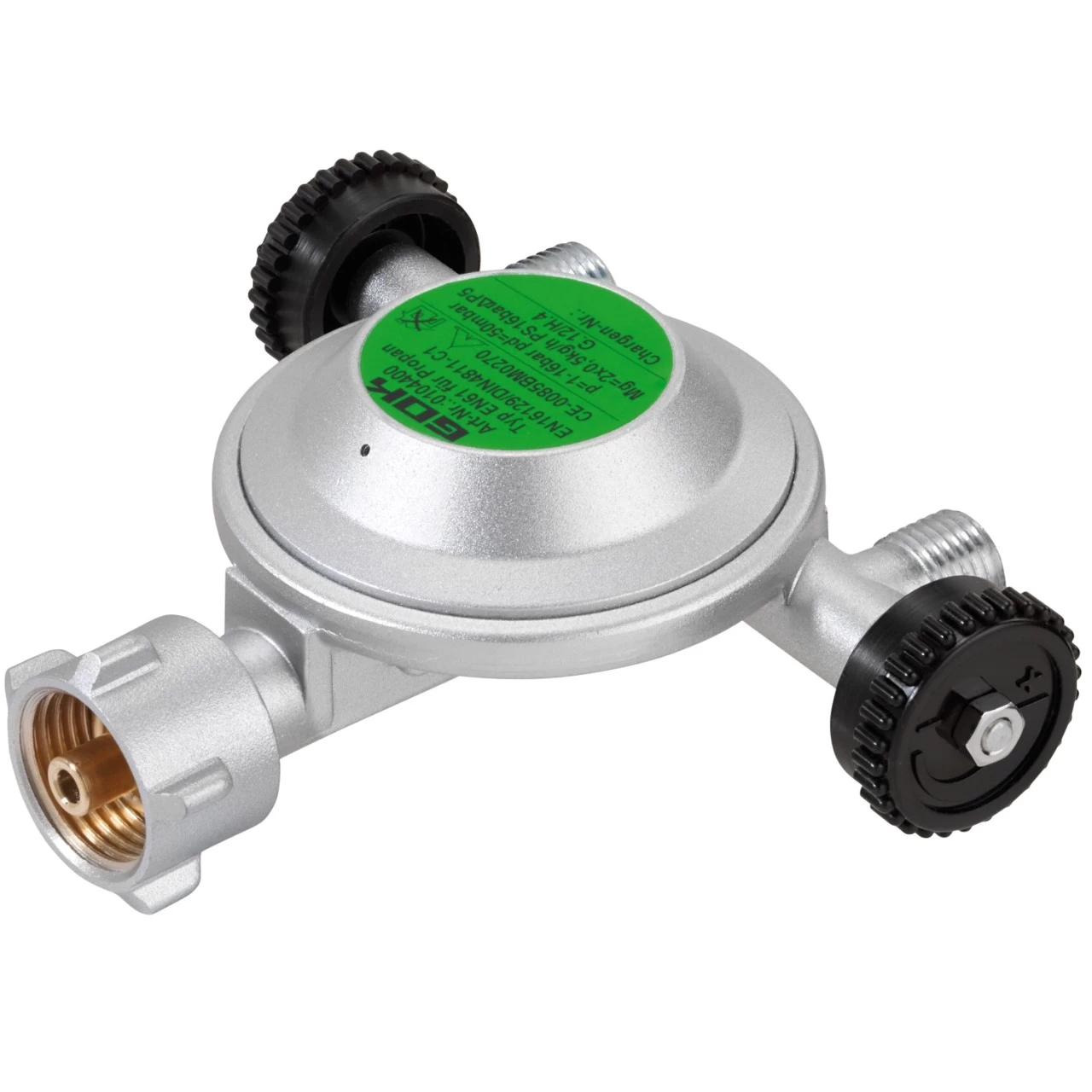 Doppel Niederdruckregler 50mbar EN61 - 1kg/h - CAMPING 1 Doppel Niederdruckregler 50mbar EN61 - 1kg/h - CAMPING