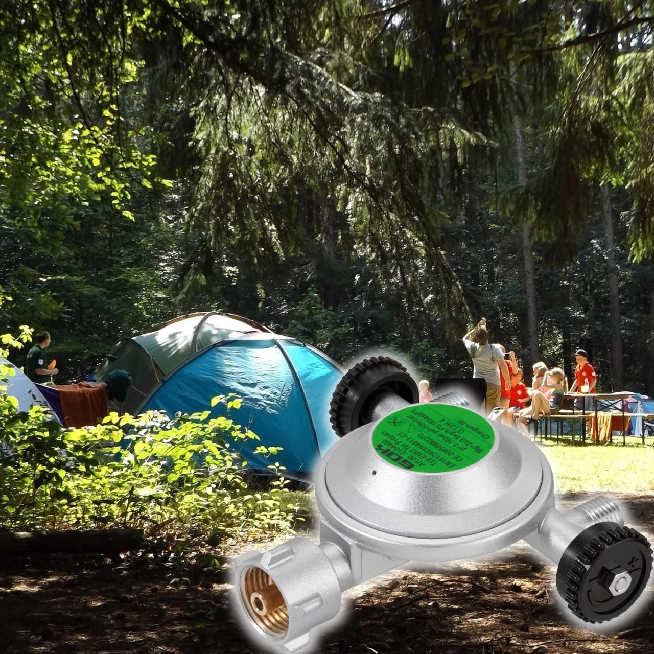 Doppel Niederdruckregler 50mbar EN61 - 1kg/h - CAMPING 3 Doppel Niederdruckregler 50mbar EN61 - 1kg/h - CAMPING – Bild 3