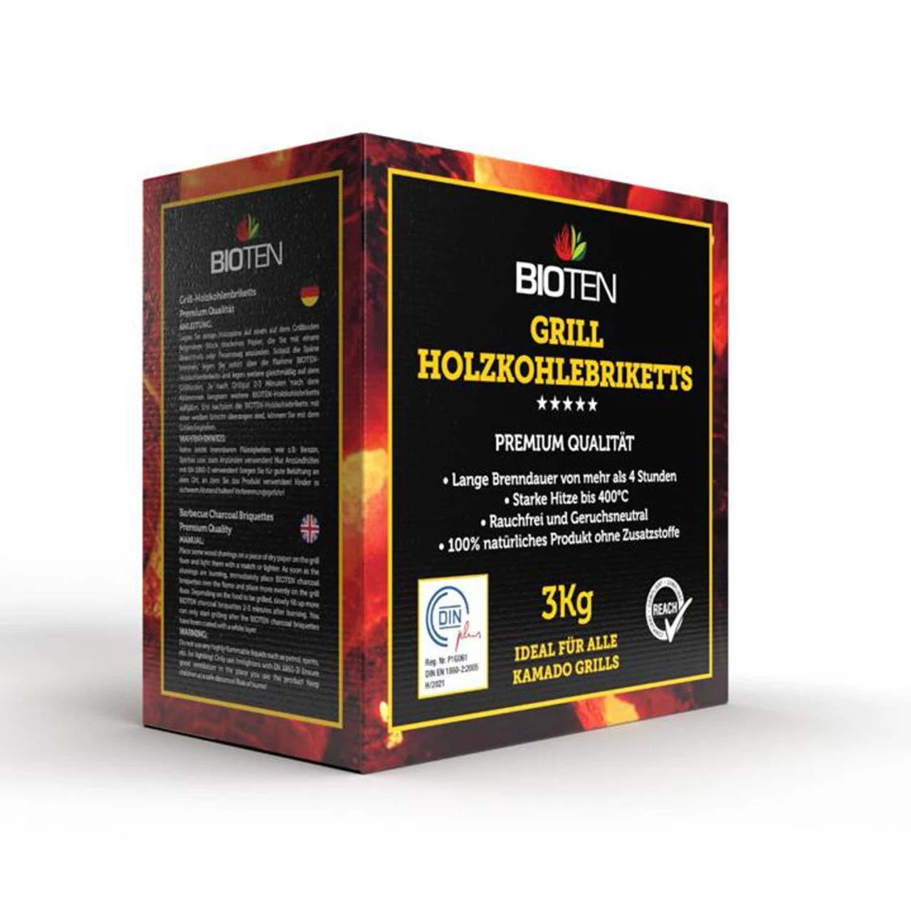 BIOTEN Premium Grill Holzkohlebriketts 2x3kg 2 BIOTEN Premium Grill Holzkohlebriketts 2x3kg – Bild 2