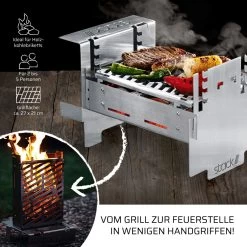 Stack /// Grill - Steckbarer Kompaktgrill Aus Edelstahl - Mobilgrill Inkl. 3kg Grillbriketts -Warmes BBQ-Restaurant 9722 stack grill kompaktgrill edelstahl 04 1280x1280