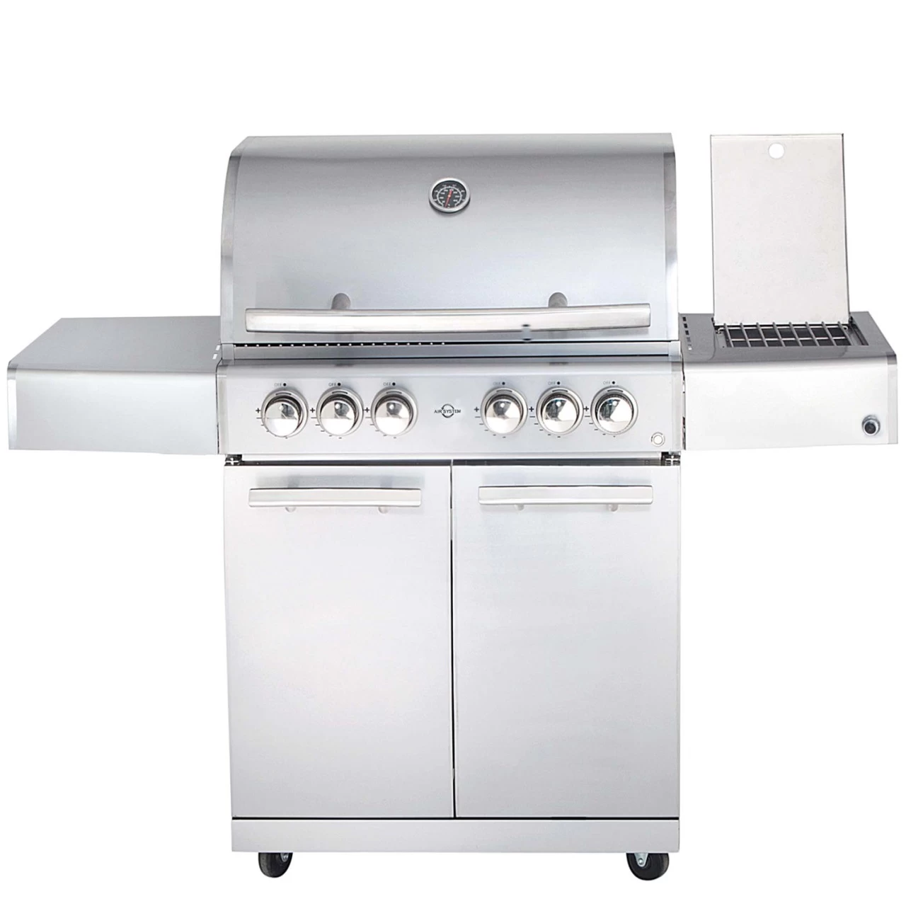 CHEF L Paket A - Basis Silber, 4 Brenner, Backburner, Seitenkocher, Seitenablage Links, BBQ-Paket 1 CHEF L Paket A - Basis Silber, 4 Brenner, Backburner, Seitenkocher, Seitenablage Links, BBQ-Paket