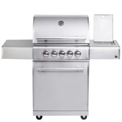 CHEF M Paket B - Basis Silber, 3 Brenner, Backburner, Seitenkocher, Seitenablage Links, BBQ-Paket