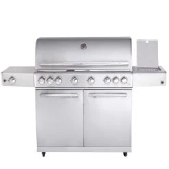CHEF XL Paket B - Basis Silber, 6 Brenner, Backburner, Seitenkocher, Seitenablage Links, BBQ-Paket
