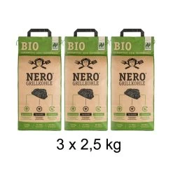 NERO BIO Grill-Holzkohle - 3 X 2,5kg Sack - Garantiert Ohne Tropenholz - Holz Aus Deutschland