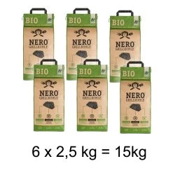 NERO BIO Grill-Holzkohle - 6 X 2,5kg Sack - Garantiert Ohne Tropenholz - Holz Aus Deutschland