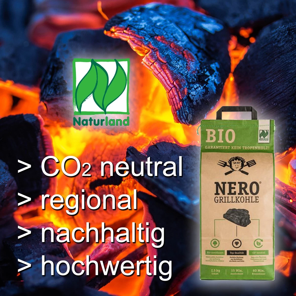 NERO BIO Grill-Holzkohle - 6 X 2,5kg Sack - Garantiert Ohne Tropenholz - Holz Aus Deutschland 3 NERO BIO Grill-Holzkohle - 6 X 2,5kg Sack - Garantiert Ohne Tropenholz - Holz Aus Deutschland – Bild 3