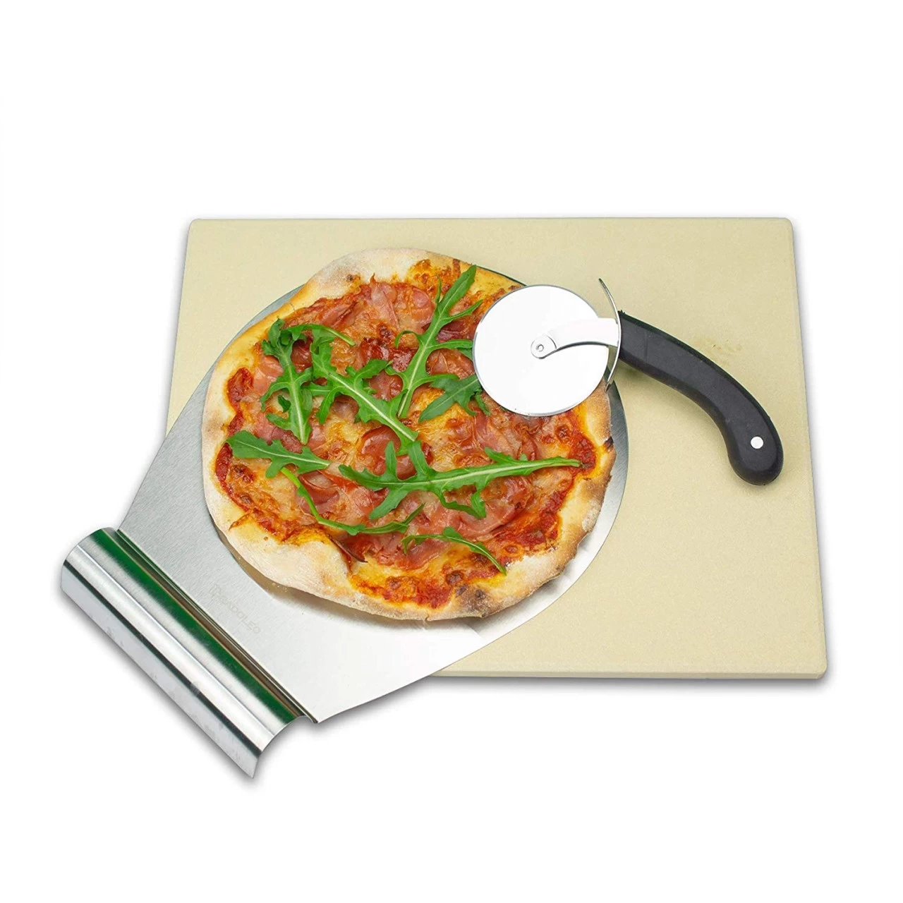 RADOLEO® Pizzastein L Aus Cordierit | Premium Set 3-tlgl | 38x30cm | Inkl. Pizzaroller U. Schieber 1 RADOLEO® Pizzastein L Aus Cordierit | Premium Set 3-tlgl | 38x30cm | Inkl. Pizzaroller U. Schieber