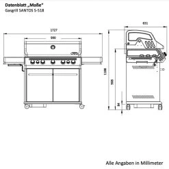 SANTOS S-518 All Black Mit Seiten- Und Heckbrenner, Schwarz, Inkl. Drehspieß, Rostheber & Silikonablage -Warmes BBQ-Restaurant d8e2ec853cff43f1d51ae1d2df865393