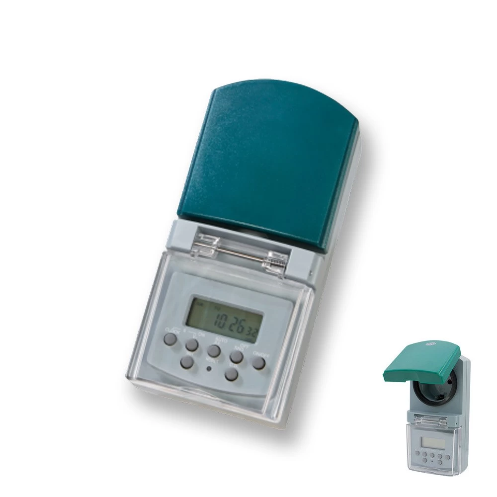 REV Digitale Wochen Zeitschaltuhr IP44 (20 Zyklen/Tag, Max 1800W, Tages-Wochen-/Wochenendprogramm) 1 REV Digitale Wochen Zeitschaltuhr IP44 (20 Zyklen/Tag, Max 1800W, Tages-Wochen-/Wochenendprogramm)