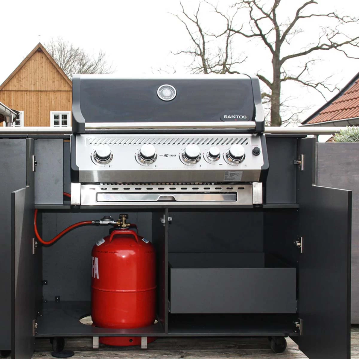 Furnery Außenküche OUT-TWO Mit Ausschnitt Für SANTOS S-410, Anthrazit 1 Furnery Außenküche OUT-TWO Mit Ausschnitt Für SANTOS S-410, Anthrazit