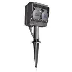 Gartensteckdose 2fach - IP44 - 3m Zuleitung - Max 16A - Mit Erdspieß Und Deckeln -Warmes BBQ-Restaurant gartensteckdose ip44 wasserfest schuko doppel 03 1280x1280