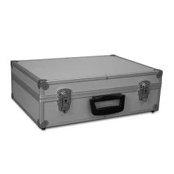 Transportkoffer Silber | Alurahmen | 440x300x130mm | Für Werkzeuge, Kameras, Messgeräte Etc