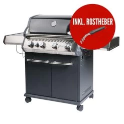SANTOS S-401 Mit Seitenkocher, Schwarz, Inkl. Rostheber -Warmes BBQ-Restaurant santos gasgrill s 401 mit seitenkocher schwarz inkl rostheber 7370cb13637cb33d26897ba02941d6ca